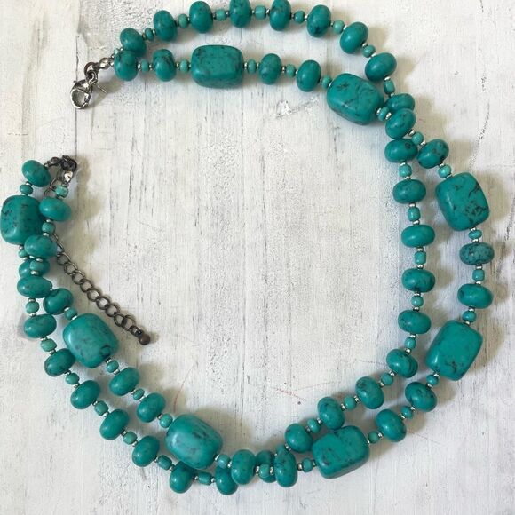 Premier Designs double stranded turquoise necklace - Picture 1 of 11